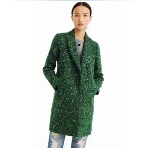J. Crew Daphne Topcoat Green Speckle Italian Tweed Wool Blend Oversized Sz 4